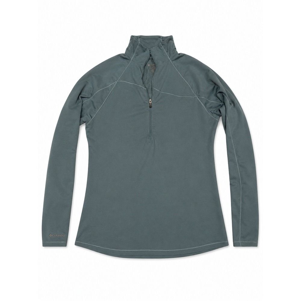 Columbia AL6007 Midweight Stretch Half Zip Top Blue Gray Womens Thumbholes
